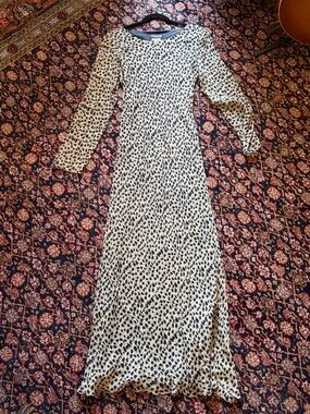 GALA Collection Silk Maxi Dress with Leopard Print